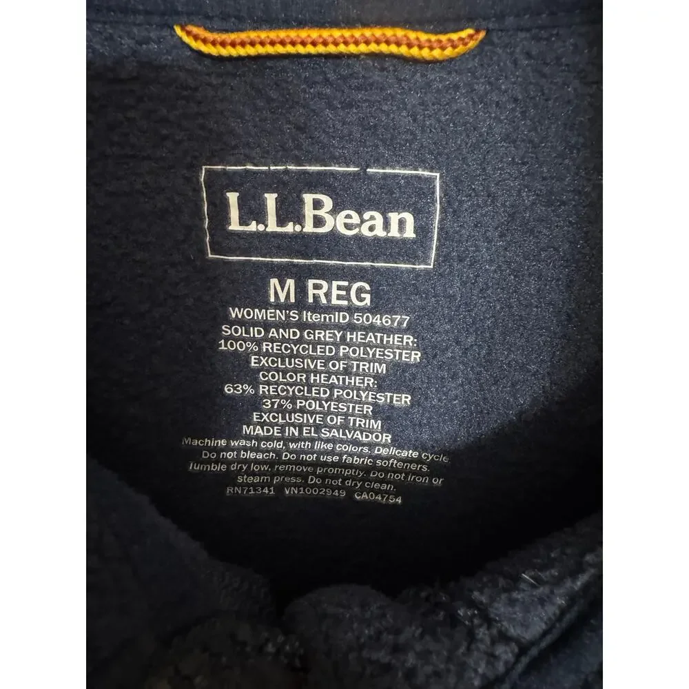 L.L. Bean Women’s M Reg Navy Full Zip Fleece Jacket Outdoor Hiking Polartec Sty